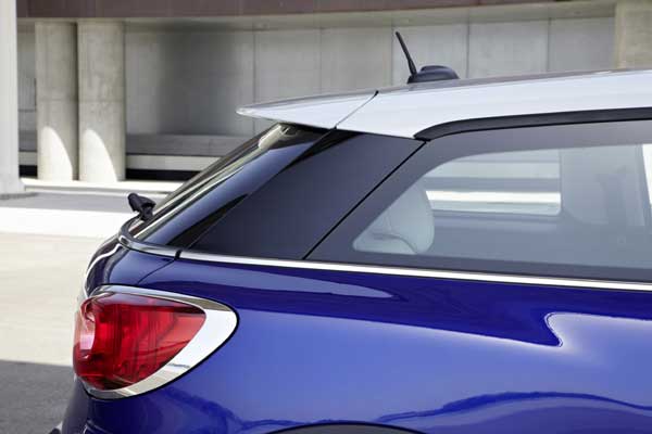 The roof gently slopes towards the rear of the car